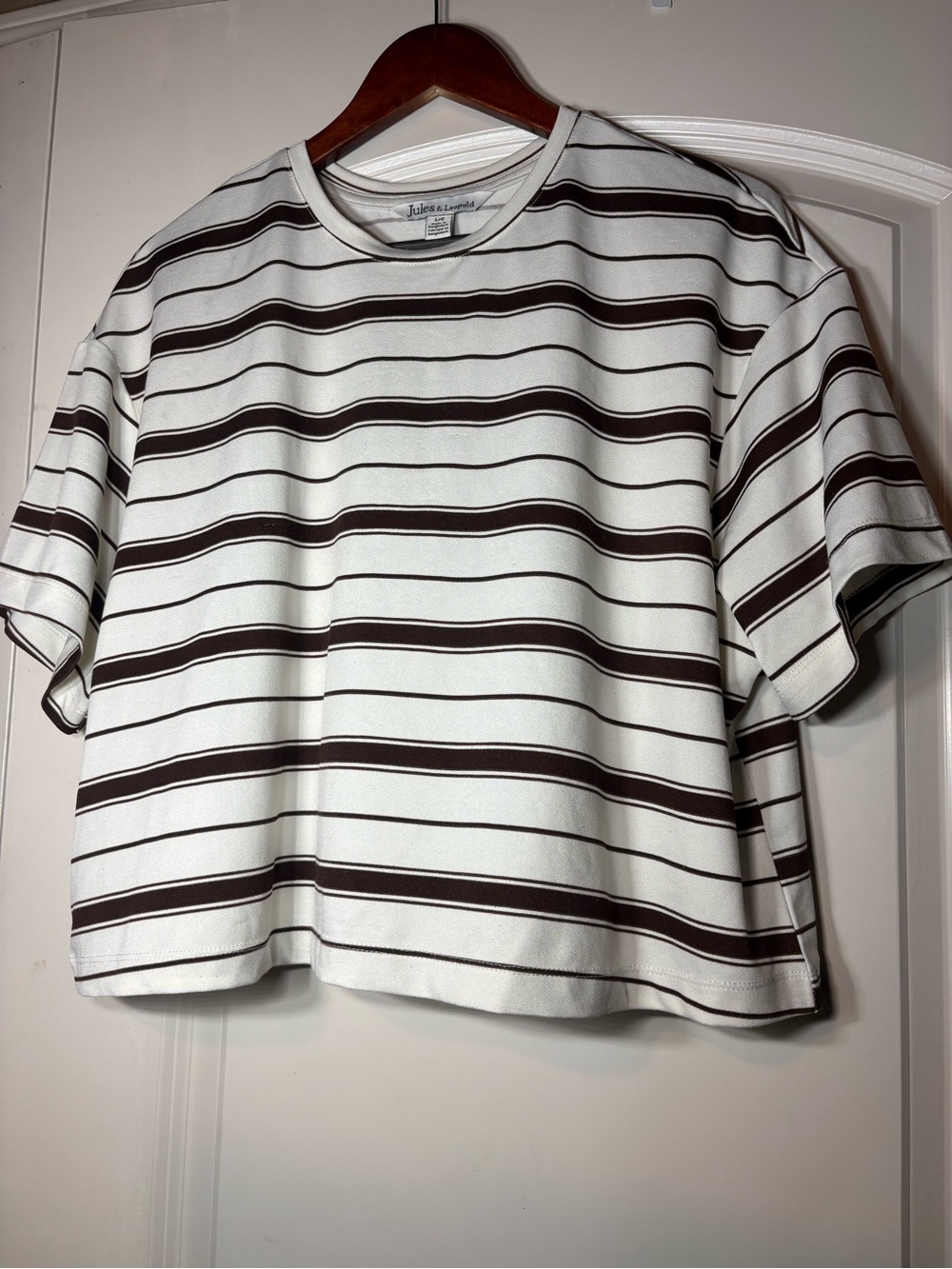 Jules & Leopold White Tee with Brown Stripes